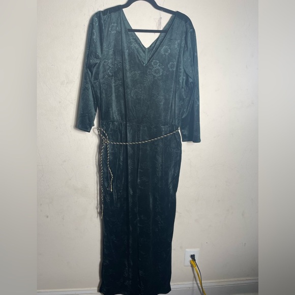 Soft Surroundings Velvet Green Long Sleeve Romper Pantsuit Size S - Picture 7 of 9